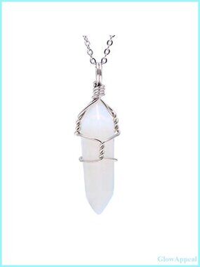 Created Opal Crystal Point Pendant Necklace Hand Wired 18" Chain